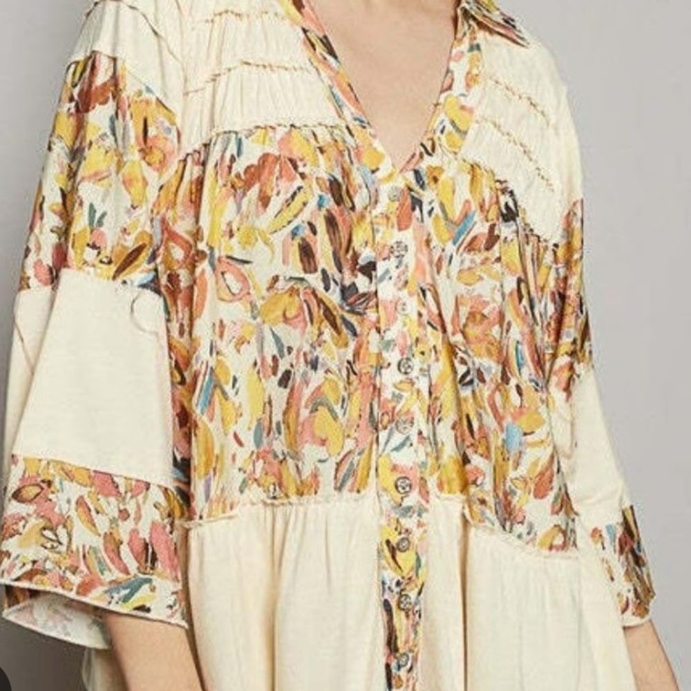 POL Floral Cream Blouse NWOT - Picture 2 of 7
